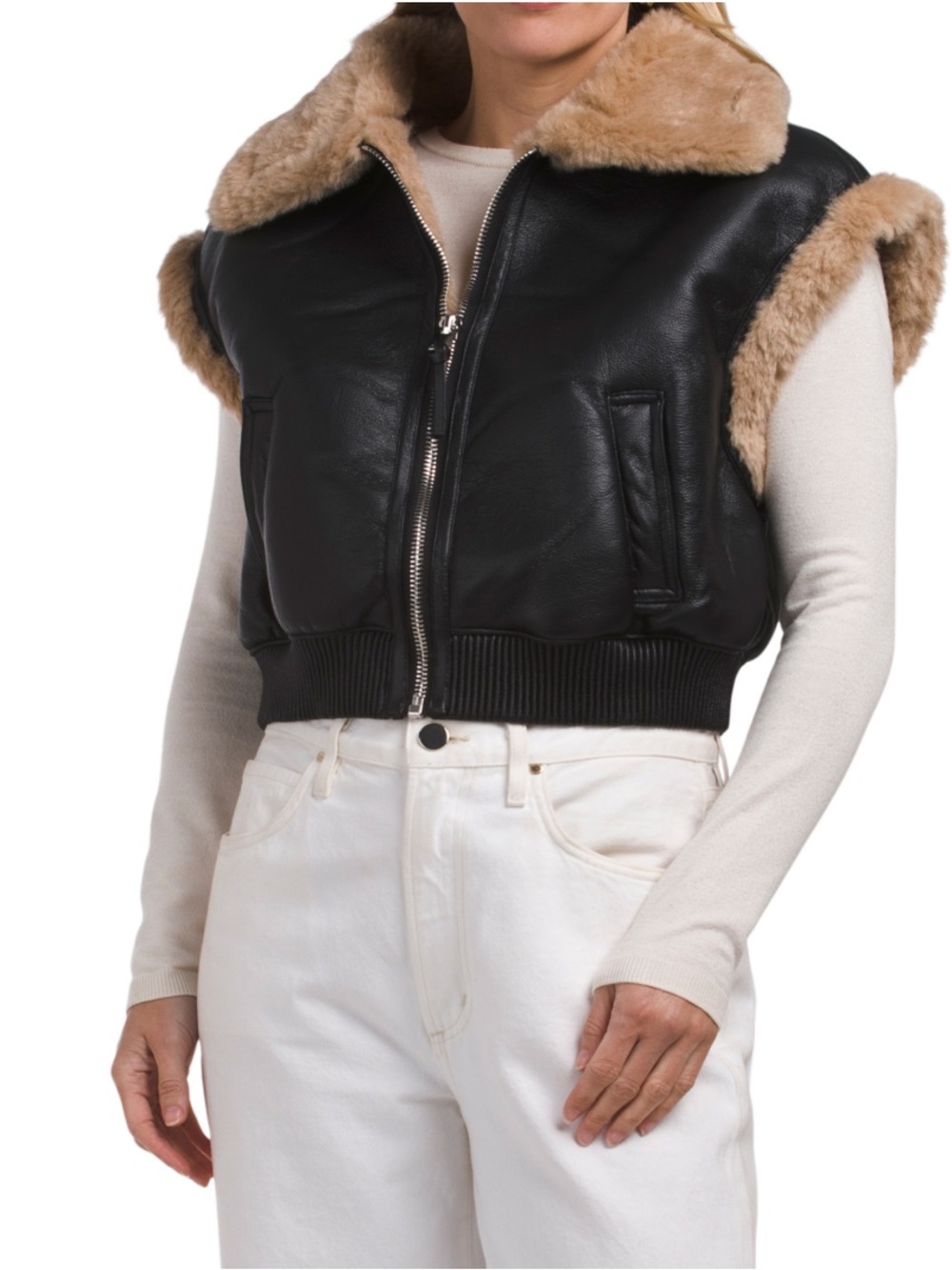 NWT Jason Wu double sided zip up bomber vest with front welt pockets- XS